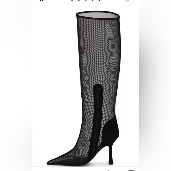 Jeffrey Campbell Revolve Peepshow Boots Black mesh suede high heels shoes 9 FLAW - Picture 4 of 15